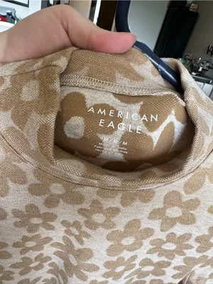 American Eagle Outfitters Tan Floral Mock Neck Long Sleeve Dress thumbnail 2