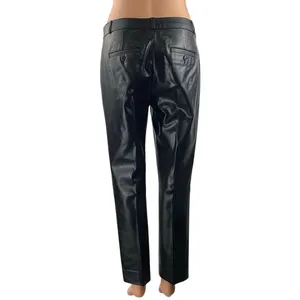 Banana Republic Womens Black Faux Leather Vegan Straight Trousers Pants Size 2 thumbnail 3