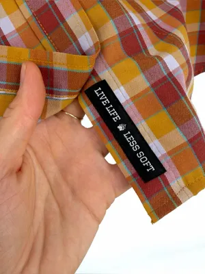 DULUTH TRADING CO Women's AKHG Midnight Sun Shirt Red Yellow Orange Plaid XL thumbnail 3