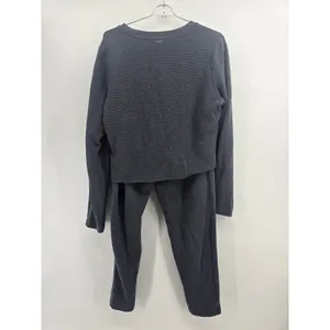 Victoria's Secret Pajama Set Womens XL Waffle Knit Twist Front Gray EUC thumbnail 3