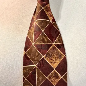 Robert Talbott Studio Mens Tie Geometric Brown Multicolor Necktie Vintage Cravat thumbnail 4