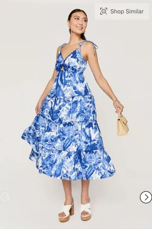 Francesca's Blue Floral Maxi Dress thumbnail 1