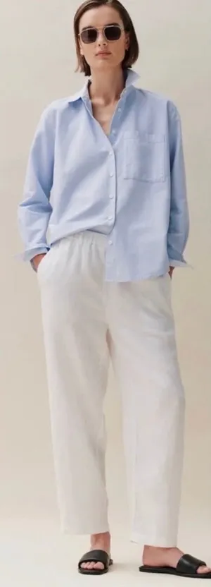 Quince 100% European Linen Wide Leg Ankle Pull On Pant White 3X thumbnail 1