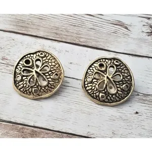 Vintage Clip On Earrings - Large Sand Dollar Beach Theme Statement Earrings thumbnail 8