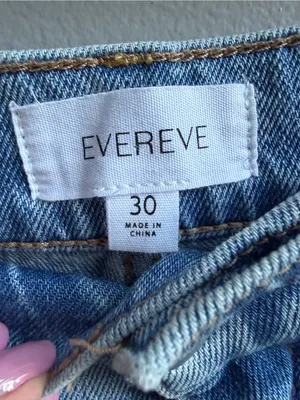 Evereve Ever Seamed Medium Blue Barrel Leg Jeans Size 30 High Rise Ankle Length thumbnail 5