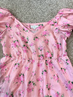 LoveShackFancy x Target Cecile Pink Floral Puff-Sleeve Dress Size 12 thumbnail 6
