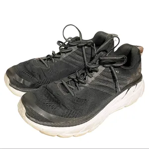 Hoka One One Womens 10 Clifton Black/White‎ Mesh Athletic Sneaker Shoe thumbnail 2