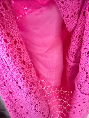 Taelynn Duchessa Pink Knit Maxi Dress Medium Lace Crochet Adjustable Straps NWT thumbnail 10
