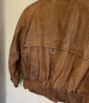 [G-III Global Identity] Vintage Brown Bomber Leather Jacket-Medium thumbnail 4