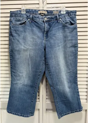 Nine‎ West Vintage Coll. Denim Capris Missy Light Mid Rise Size 14 Wide Leg thumbnail 1