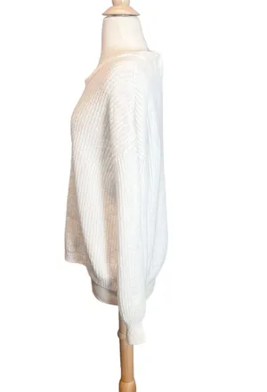 A New Day White Chunky Knit Sweater with Keyhole & Black Velvet Tie on Back thumbnail 2
