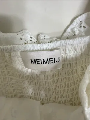 Meimeij White Lace Midi Dress Ruffle Size 6 thumbnail 4
