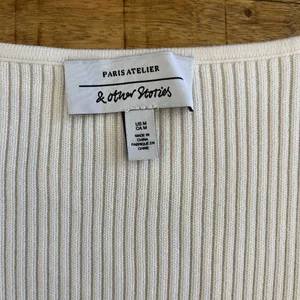 & Other‎ Stories Sweetheart Neckline Fitted Ribbed Knit Sweater M White thumbnail 5