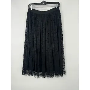 Harper Midi Skirt L Black Tulle Mesh Embroidered Romantic Balletcore Fairy Goth thumbnail 3