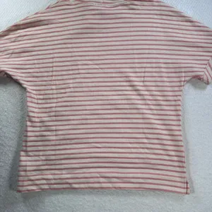 Jane & Delancey Women's Small Pink/Cream Striped Short Sleeve Hooded Terry Shirt thumbnail 4