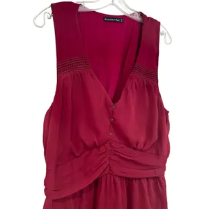 Abercrombie & Fitch V-Neck Fit & Flare Sleeveless Dress Women's XL‎ Wine Dainty thumbnail 3