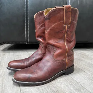 Justin‎ Womens L3163 Leather Roper Boots Brown Western Round Toe Size 6 B thumbnail 2