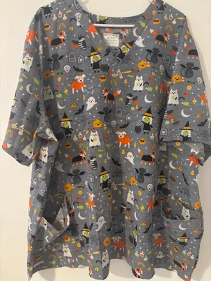 Halloween scrub top Gray Size 3x thumbnail 1