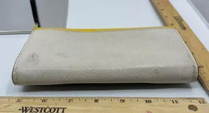 Coach Yellow White Grain Leather Wallet thumbnail 3