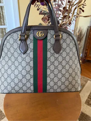 Gucci Brown GG Canvas Satchel with Green and Red Cherry Web Stripe thumbnail 11