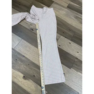 Alex Marie Pants Size 4 White Pink Gingham Lightweight Flare Leg Side Zip thumbnail 7