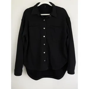 Nuuds Weekend Black Wash French Terry Button Down Lounge Sweater Women's Size XS thumbnail 7