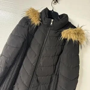Tommy Hilfiger Coat Puffer Down Women XL Black Full Zip Faux Fur Hooded Long thumbnail 4