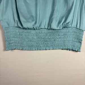 Philosophy women pullover shirt aqua short sleeve vneck gathered light fun Small thumbnail 4