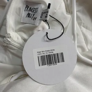 Princess Polly Kiser White women’s size US6 Mini Dress Deep V Fit Flare NWT(E15) thumbnail 9