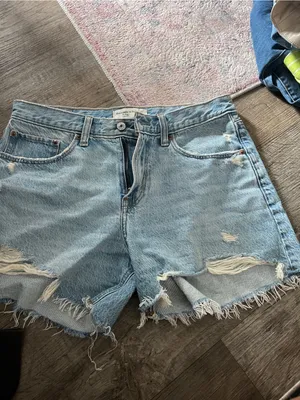Abercrombie Light Blue Distressed Denim Shorts the baggy low rise thumbnail 2