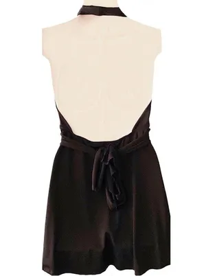 Forever 21 Black Shirred Tie Waist Halter Size M thumbnail 2