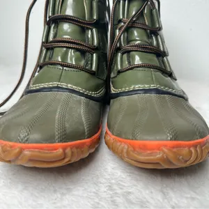 Sorel Waterproof Out And About Green Olive and Orange Winter Ankle Boots thumbnail 4