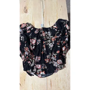 American Rag‎ Womens XL Black Floral Off Shoulder Smocked Peplum Blouse Top thumbnail 5