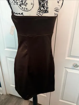 Altar’d State Strapless Brown Satin Dress thumbnail 2