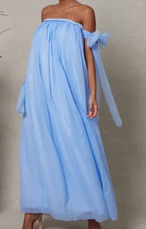 Light blue flowy maxi dress thumbnail 1