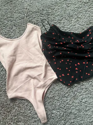 Blue Blush Soft Pink Ribbed Bodysuit with Spaghetti Straps thumbnail 2