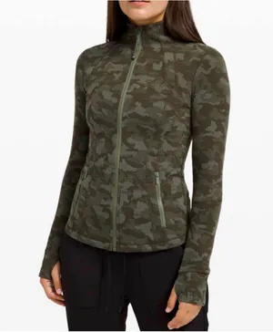 Lululemon Define Jacket Heritage Camo Dark Olive Green Twill Size 6 RARE thumbnail 1