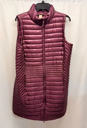 Duluth Burgundy Quilted Puffer Duck Down Long Vest L Collar Layering Cabincore thumbnail 1