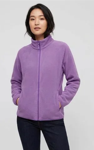 Uniqlo Women’s Lavender Full-Zip Teddy Fleece Jacket 1161 thumbnail 1
