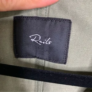 Rails linen blend double breasted green military utility jacket size large‎ thumbnail 6
