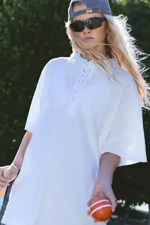 Free People FP Movement Tee Time Top Women's XS White Tennis Polo Sporty NWOT thumbnail 1