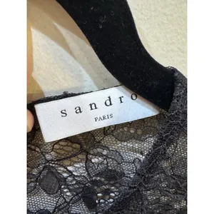 Sandro Alderic mini dress Black Lace Size 40 US 8 Whimsy Goth Ruffle Layer thumbnail 6