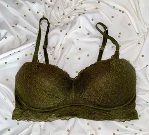 PINK Victoria's Secret Olive Lace Wireless Bralette thumbnail 1