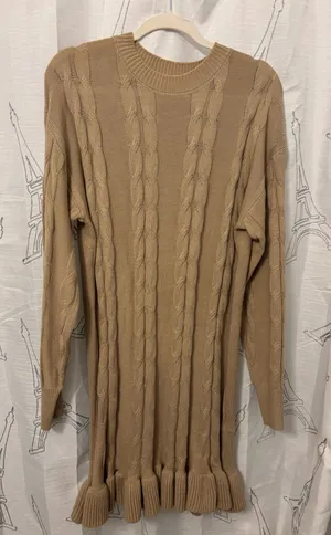 Nude color sweater dress thumbnail 1