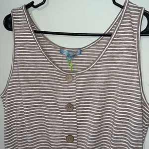 Good Luck Gem Versona large womens soft taupe striped shorts romper sleeveless thumbnail 5