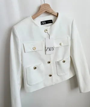 blazer jacket white golden buttons office suit coat business casual thumbnail 7