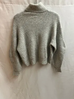 H&M Womens Small Gray Chunky Ribbed Turtleneck Oversized Sweater thumbnail 2