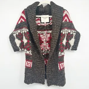 Abercrombie & Fitch Womens Brown Y2K Fair Isle Cabincore Chunky Knit Cardigan XS thumbnail 1