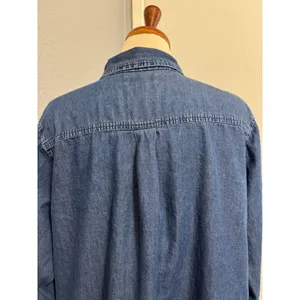 Croft & Barrow 100% Cotton Shirt Plus 1X Blue Denim Button‎ Down Long Sleeve thumbnail 13