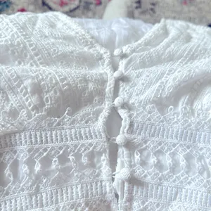 Anthropologie Ebba Midi White Boho Bridal Wedding Cottage Romantic Eyelet Dress4 thumbnail 8